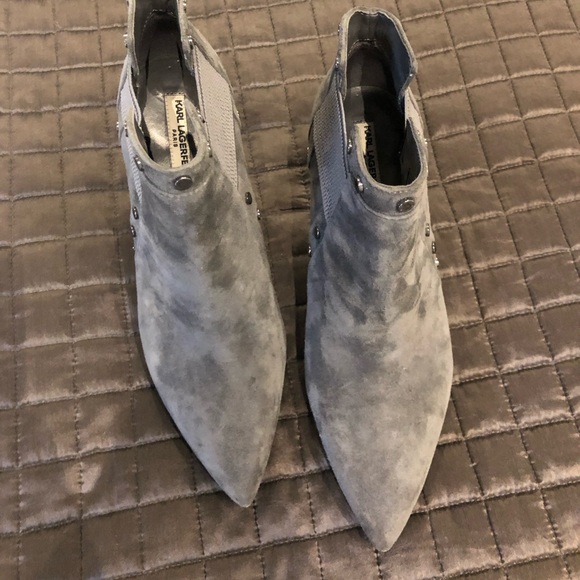 Karl Lagerfeld Suede Studded Booties - Picture 2 of 2
